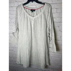 Lane Bryant Long Sleeve Striped Linen Blend Tunic Top Womens  Size 22/24